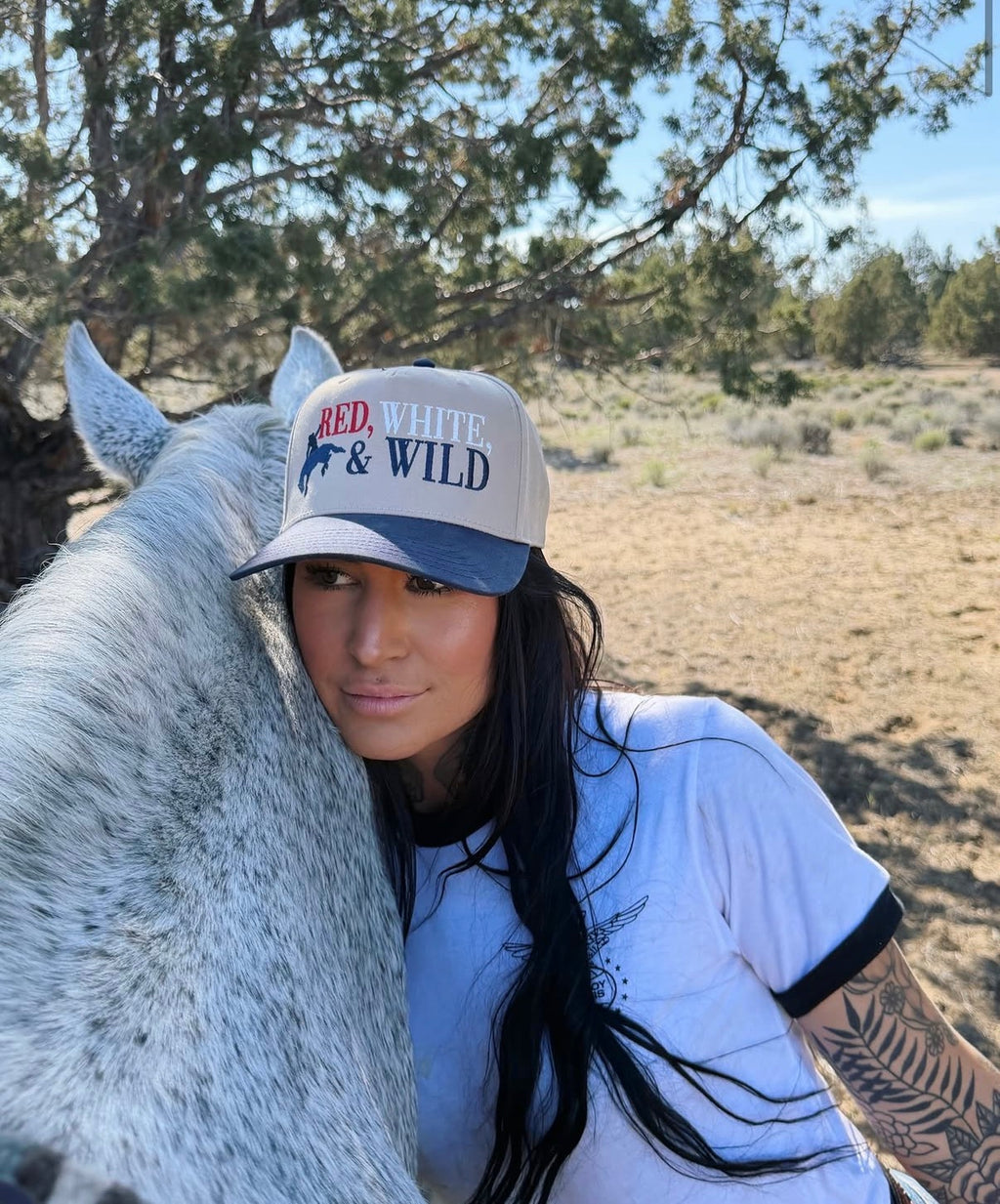 Red, White, and Wild Canvas Embroidered Hat | Patriotic