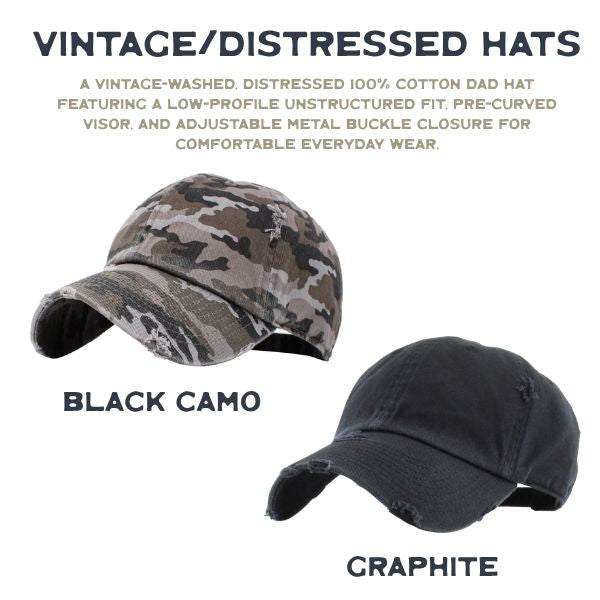 Mustang Freeze Brand and Name Distressed Unstructured Hat