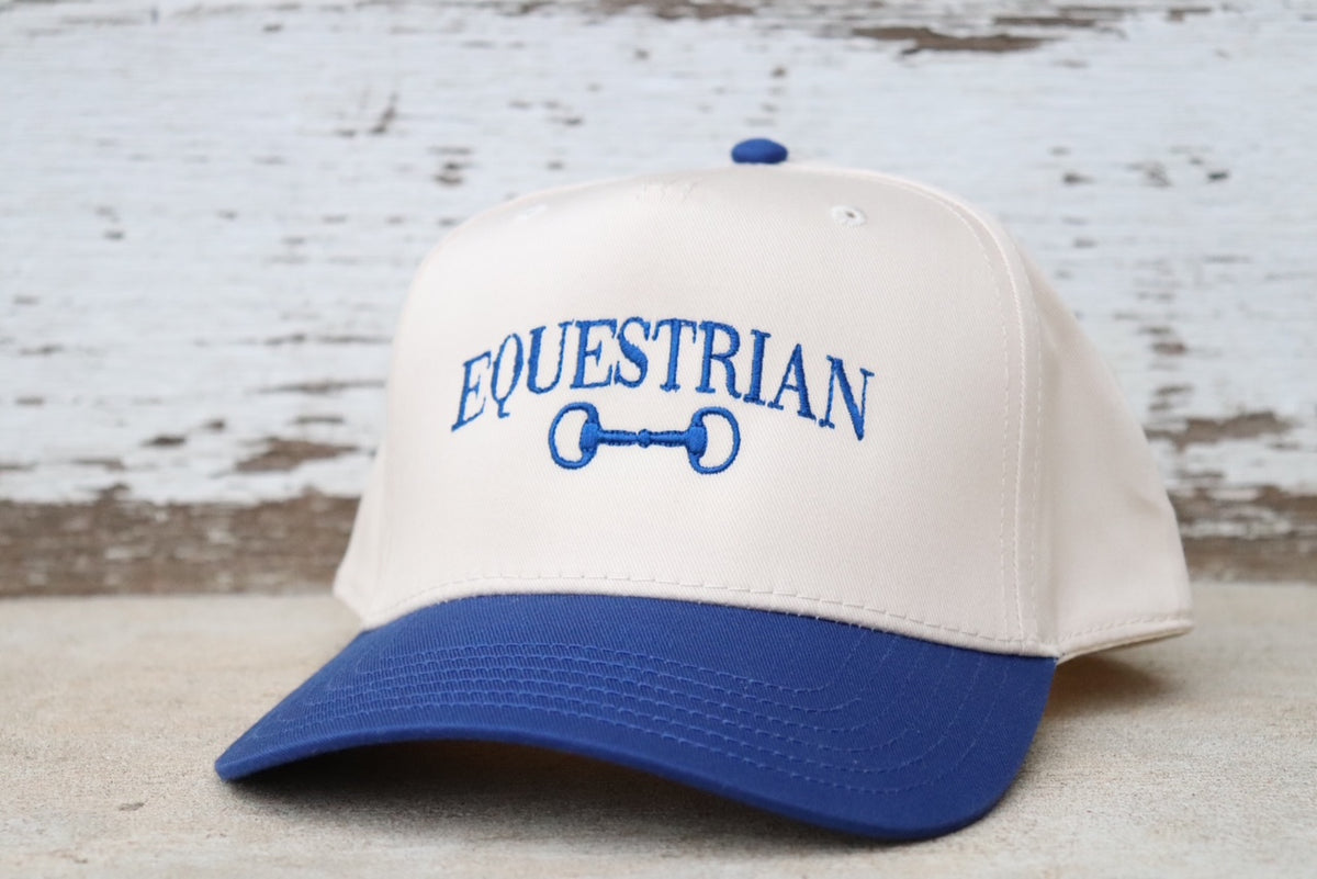 Equestrian/Snaffle Bit Embroidered Canvas Hat - Royal Blue | CLEARANCE