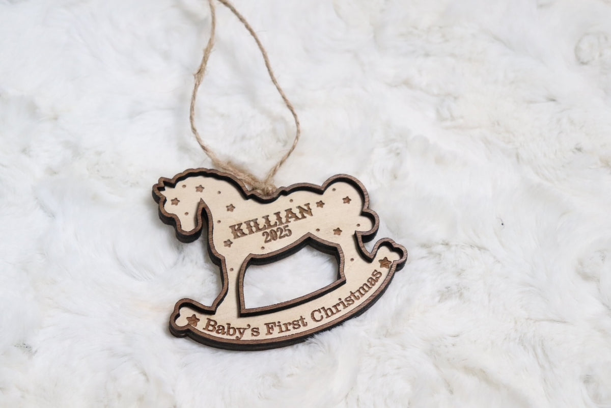 Custom Rocking Horse Ornament | Baby's First Chrismas