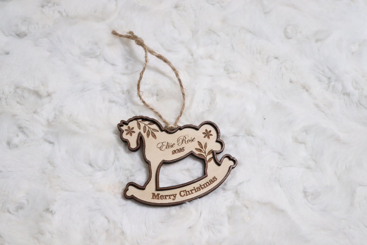 Custom Rocking Horse Ornament | Baby's First Chrismas