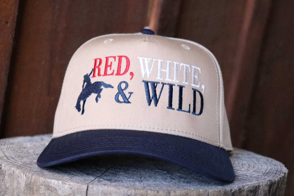 Red, White, and Wild Canvas Embroidered Hat | Patriotic