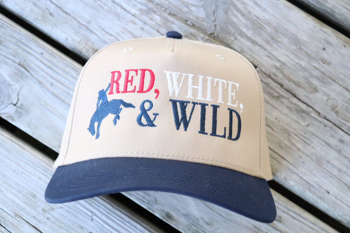 Red, White, and Wild Canvas Embroidered Hat | Patriotic