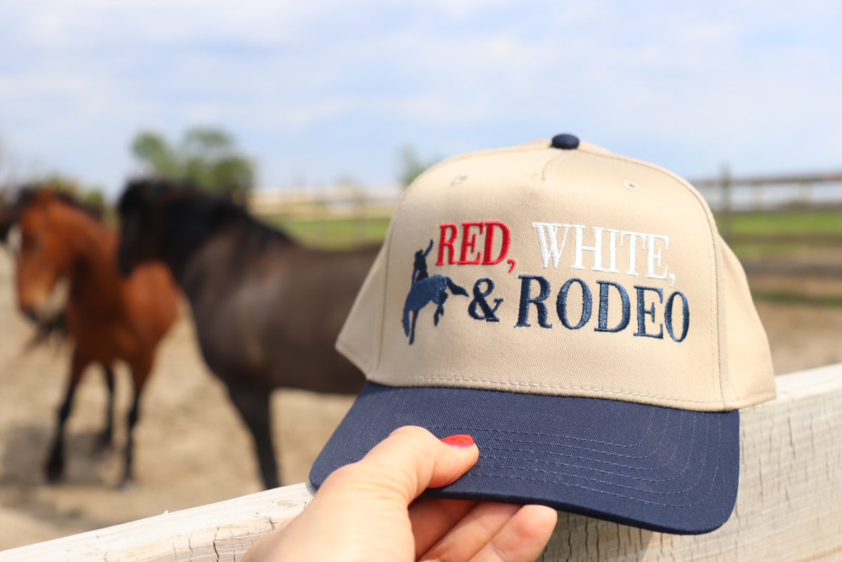 Red, White, and Rodeo Canvas Trucker Hat
