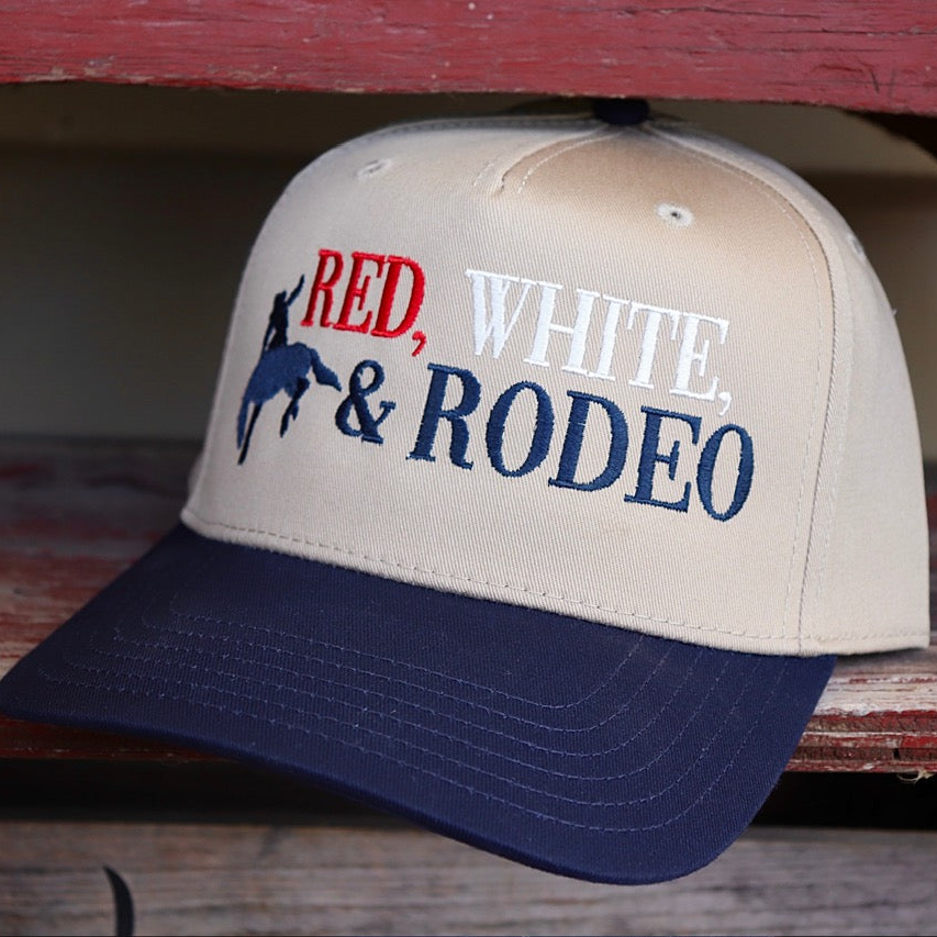 Red, White, and Rodeo Canvas Trucker Hat
