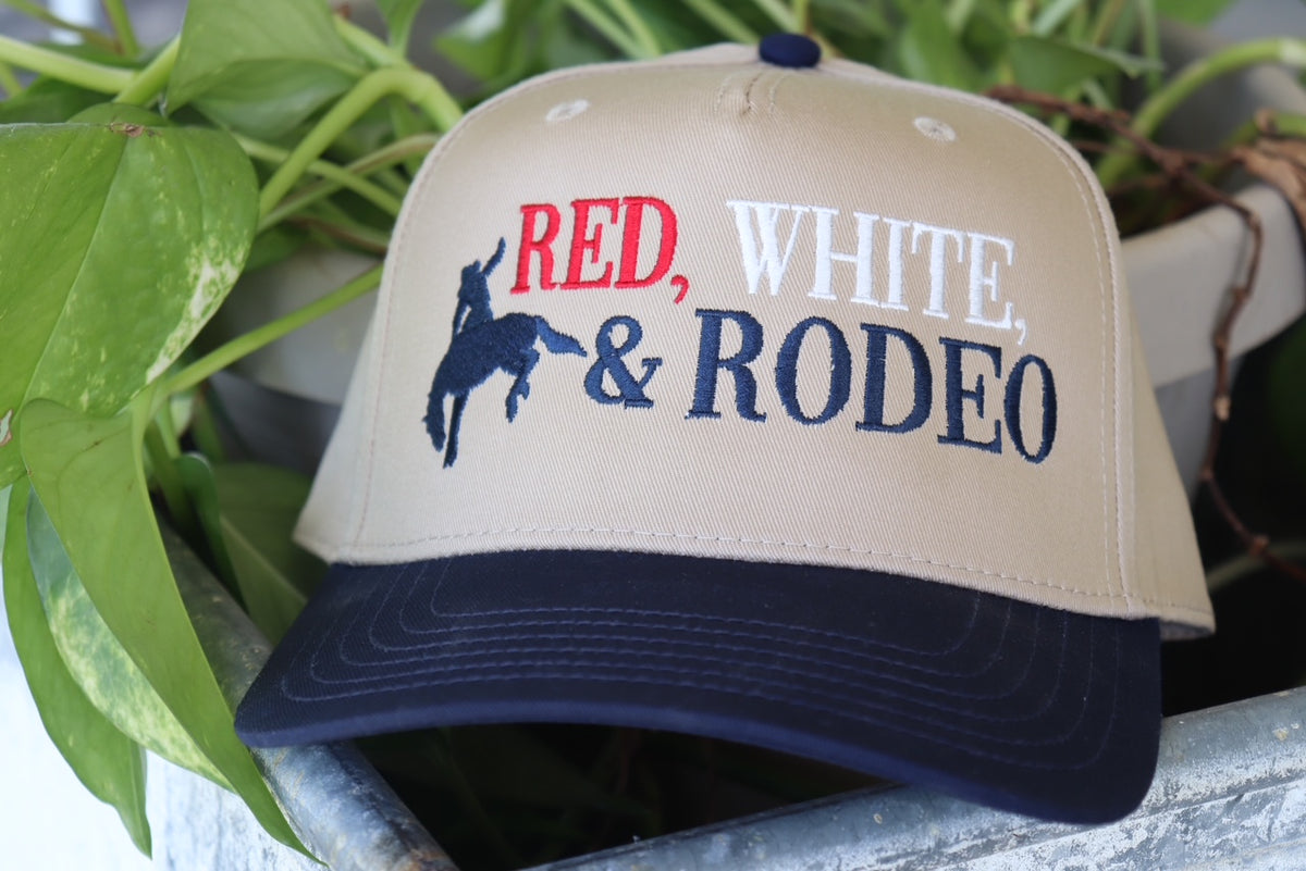 Red, White, and Rodeo Canvas Trucker Hat