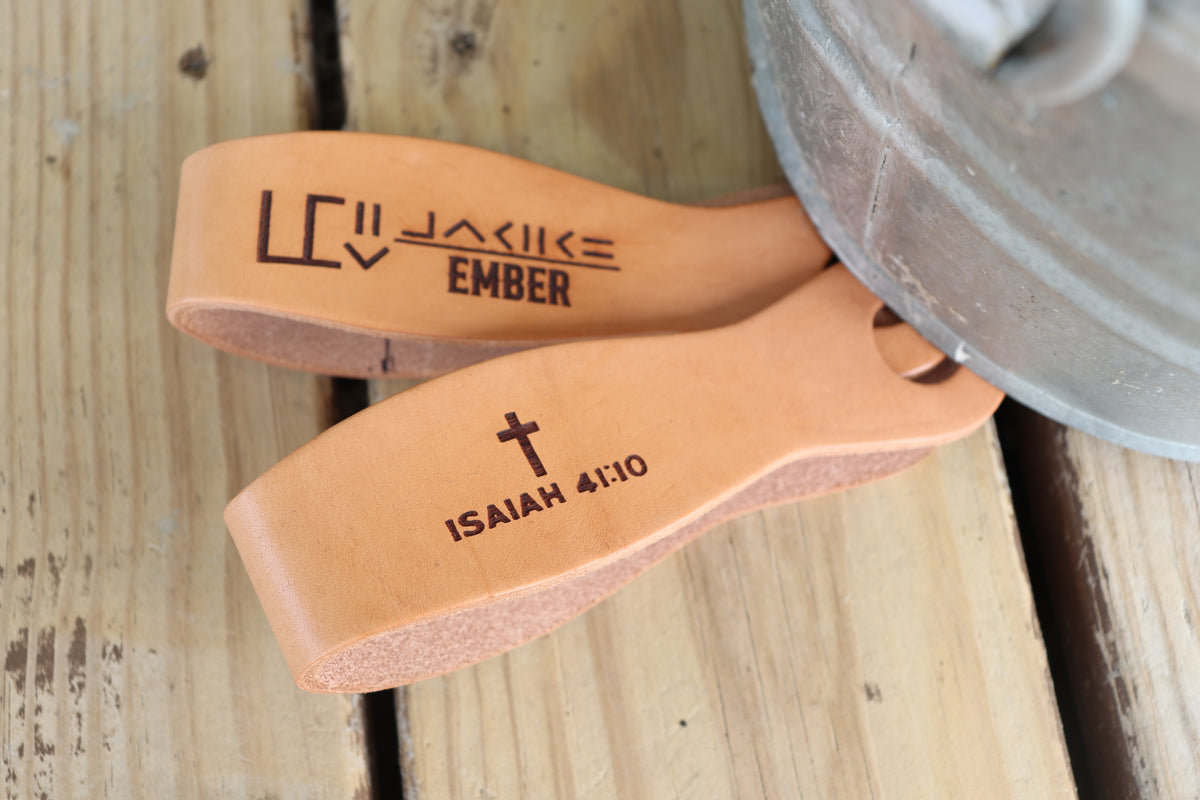 Custom Text or Logo Slobber Straps | Engraved Veg Tanned Leather