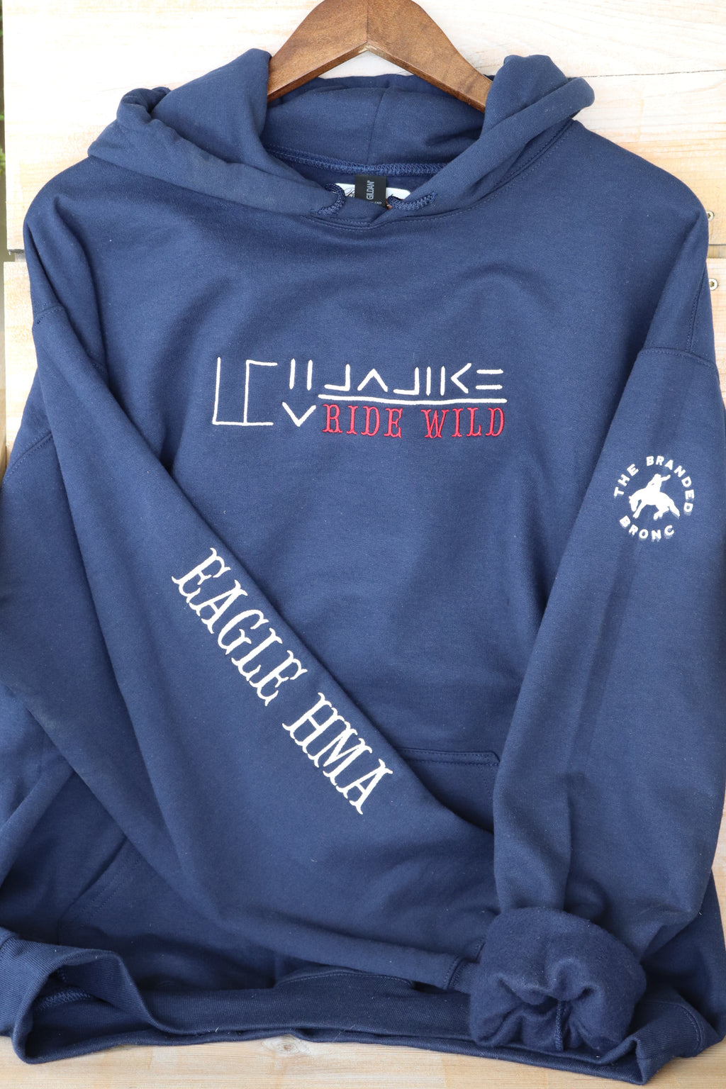Blue wild horse mustang HMA embroidered sweatshirt hoodie The Branded Bronc