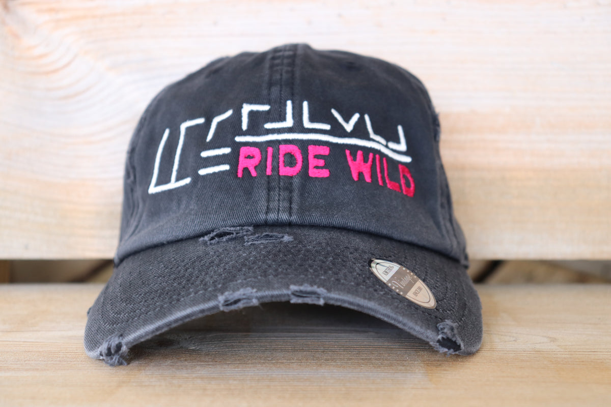 Ride Wild Distressed Unstructured Hat | Custom Mustang Freeze Brand