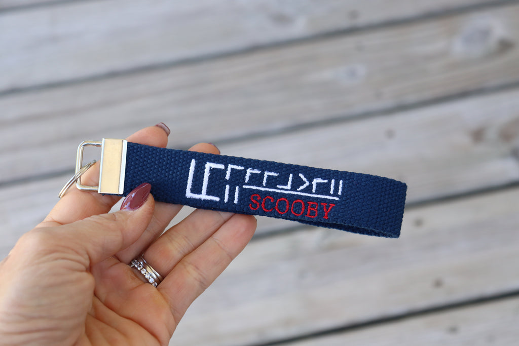 Mustang Freeze Brand + NAME Embroidered Wristlet  | Custom Strap Keychain