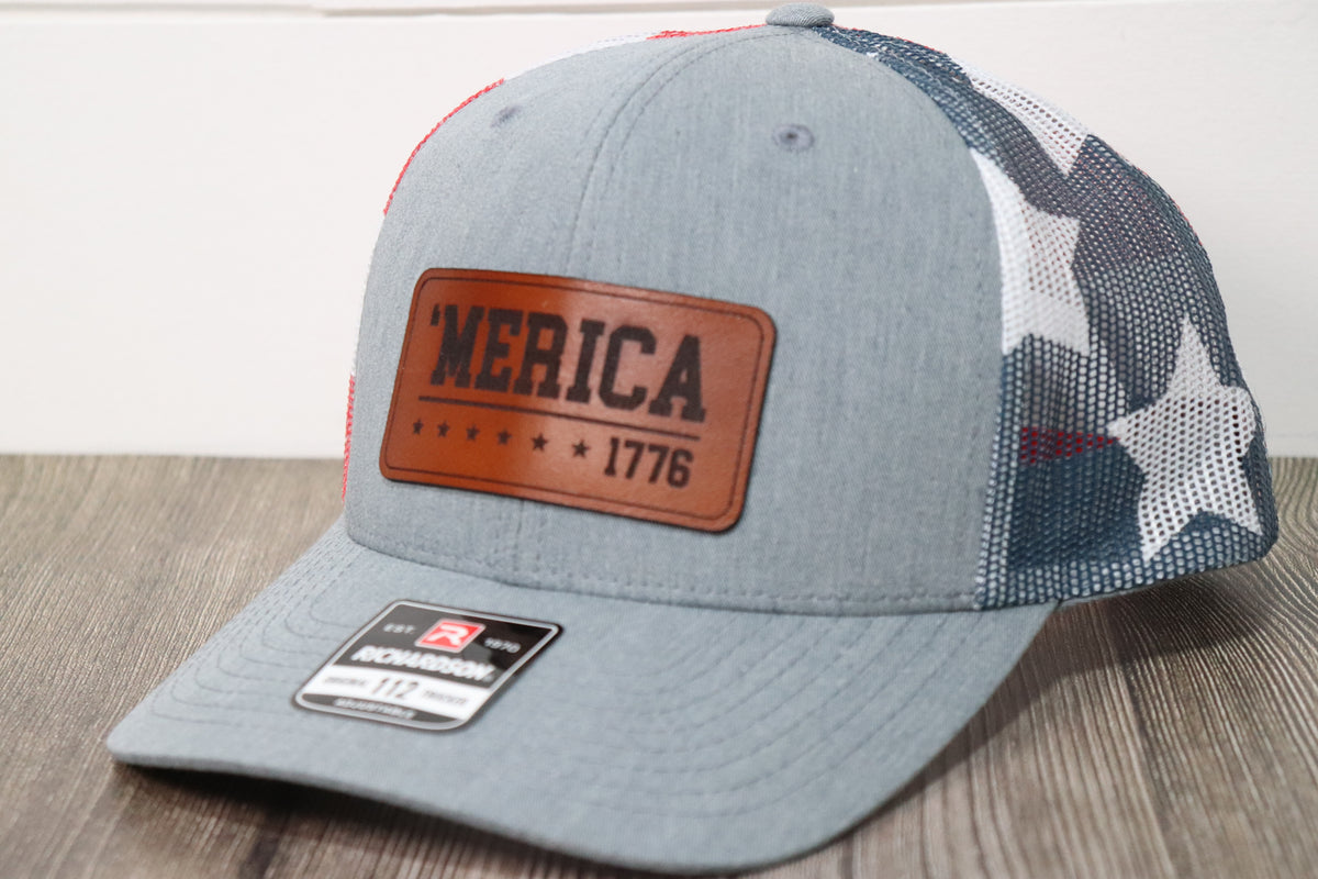 'Merica Leather Patch Hat | Flag Printed Mesh Richardson