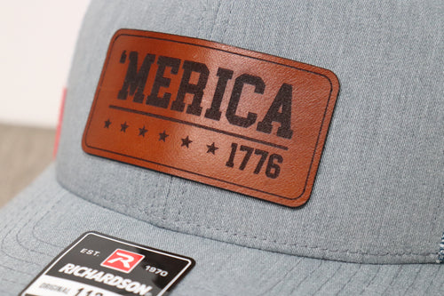 'Merica Leather Patch Hat | Flag Printed Mesh Richardson