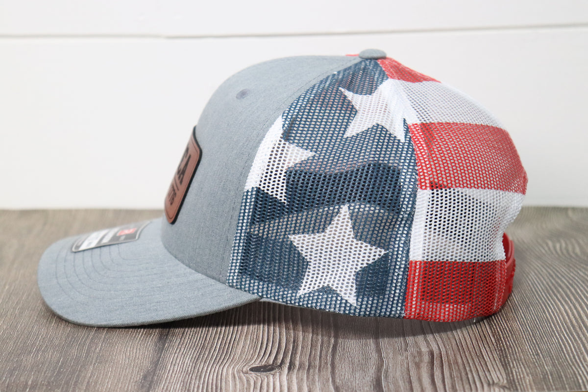 'Merica Leather Patch Hat | Flag Printed Mesh Richardson