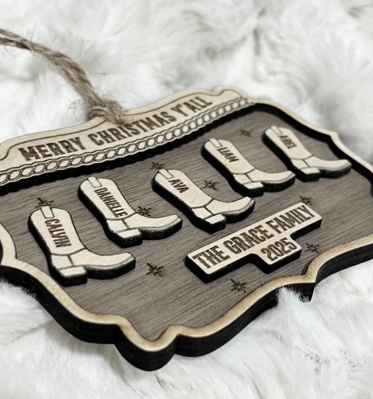 Family Cowboy Boots on Buckle Ornament | Cowboy Christmas