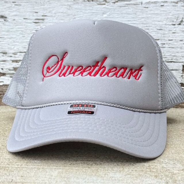 Sweetheart Foam Trucker | Grey with Red Embroidery | CLEARANCE