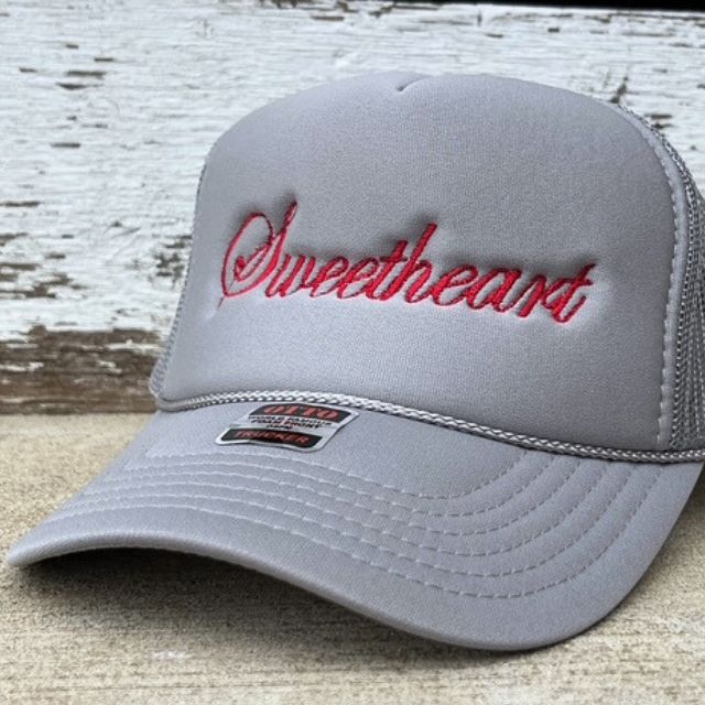 Sweetheart Foam Trucker | Grey with Red Embroidery | CLEARANCE